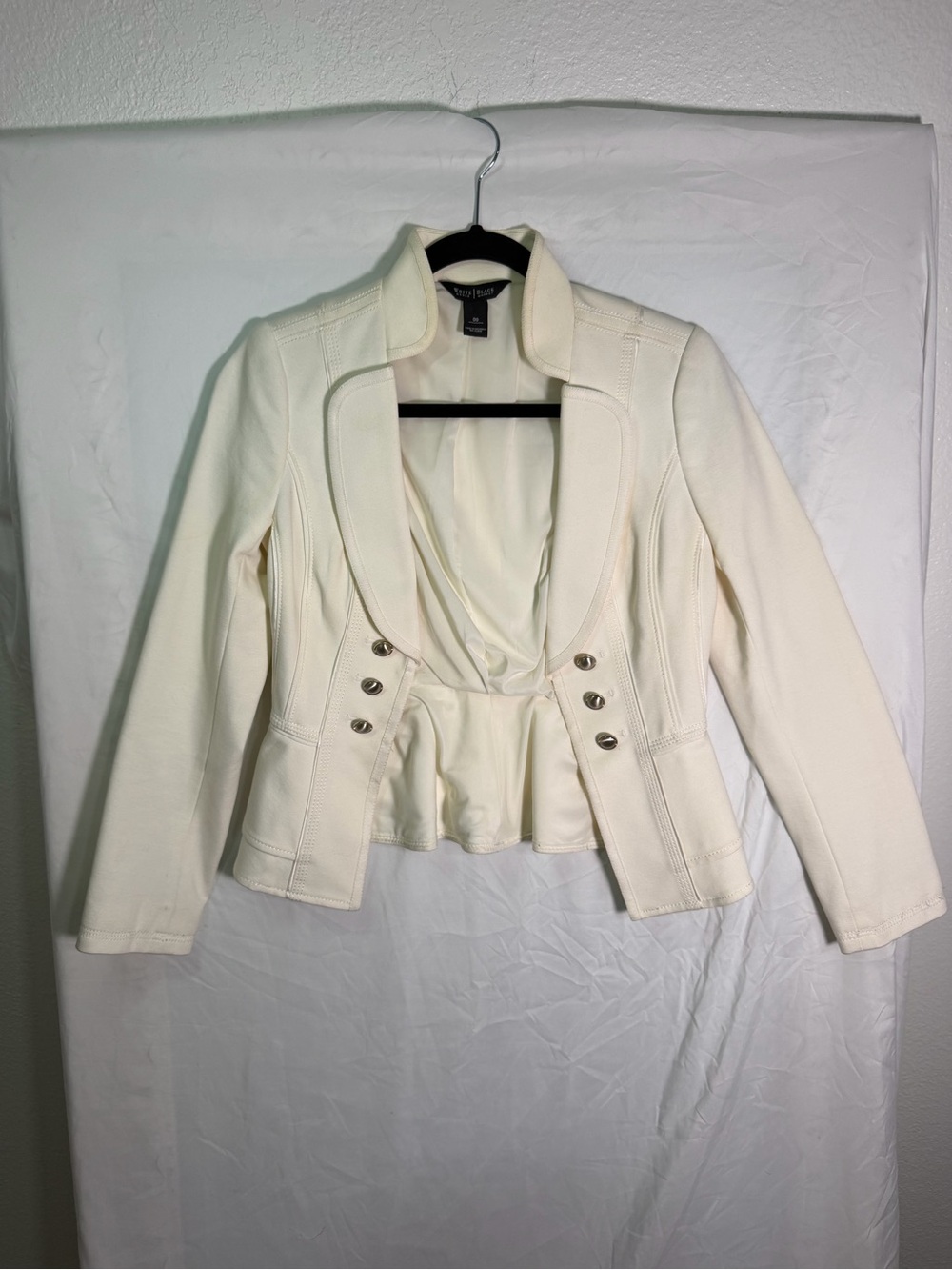 White House Black Market Cream Tailored Peplum Blazer
